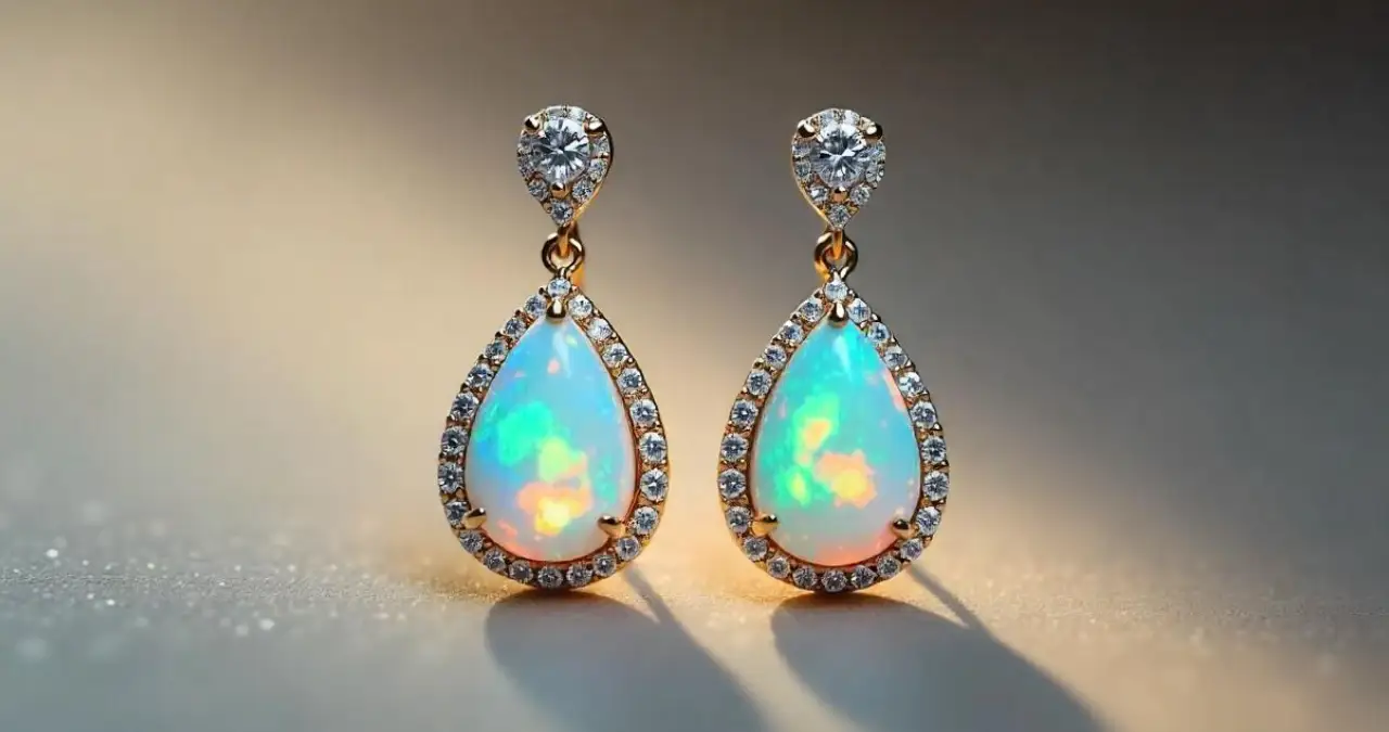 Jewelry Designers Anthony Nak Opal And Diamond Drop Earrings